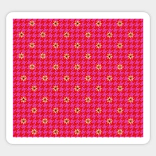 Red and Pink Houndstooth Flower Dot Sticker
